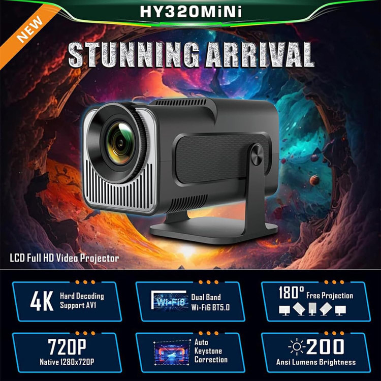 پروژکتور قابل حمل HY320 Mini Smart Projector 4K