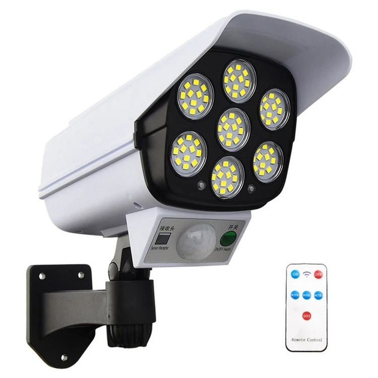 چراغ خورشیدی وارداتی اورجینال طرح دوربین مداربسته Pr-Cam | سنسور حرکت + ۷۷ LED