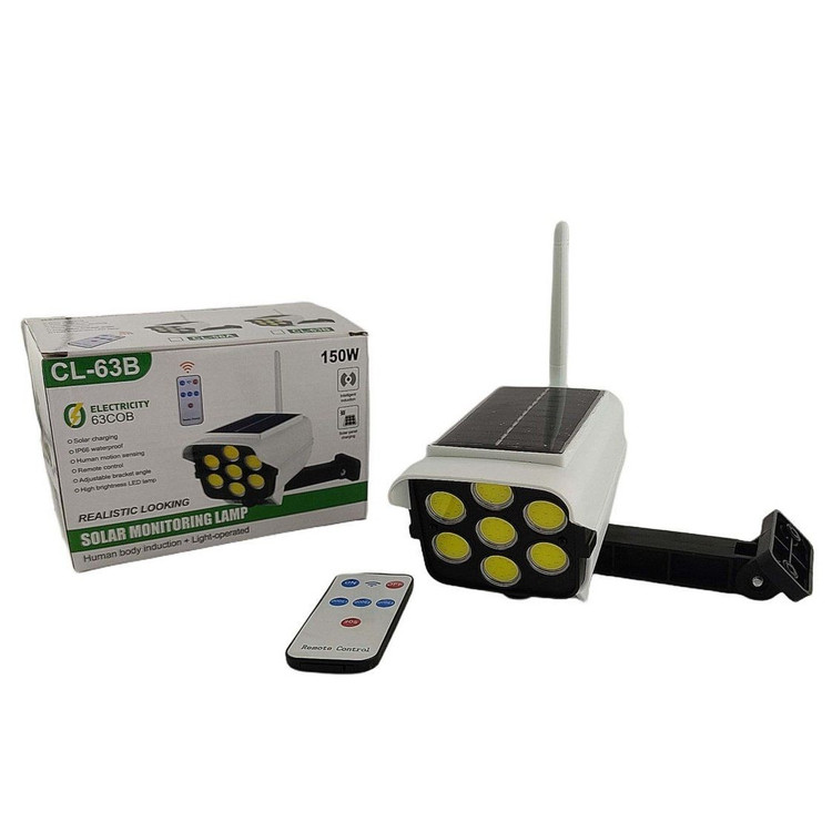 چراغ خورشیدی وارداتی اورجینال طرح دوربین مداربسته Pr-Cam | سنسور حرکت + ۷۷ LED